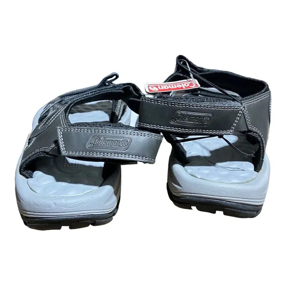 Coleman Men's Size 13 Hudson Black Open Toe Sandals Grey Active‎ Hook And Loop